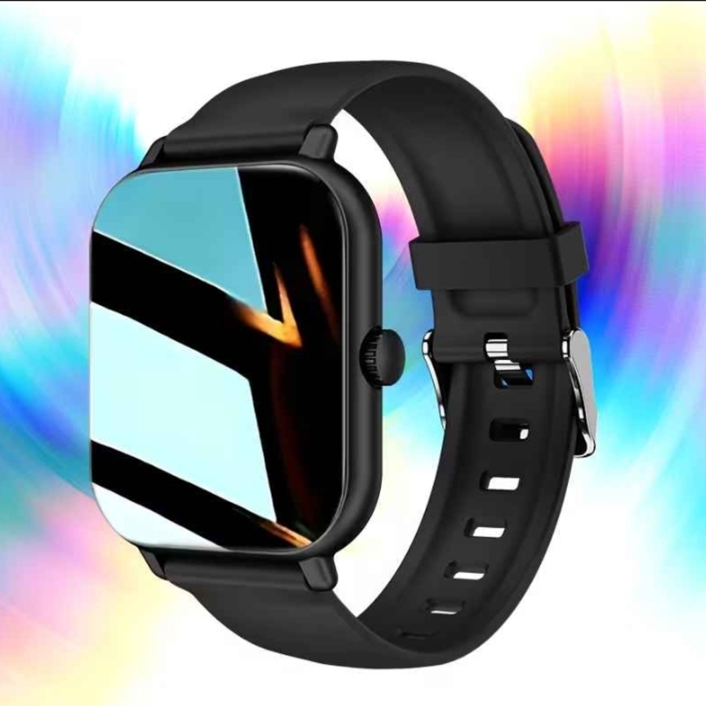 Black Smartwatch with Silicone Band - Unbranded
